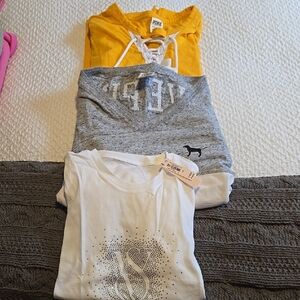 3 PIECE Yellow, Gray, and White Womans Shirt Set